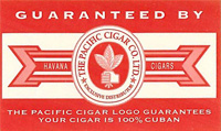 2005 年之前的太平洋雪茄公司贴纸 pre-2005 Pacific Cigar Company seal